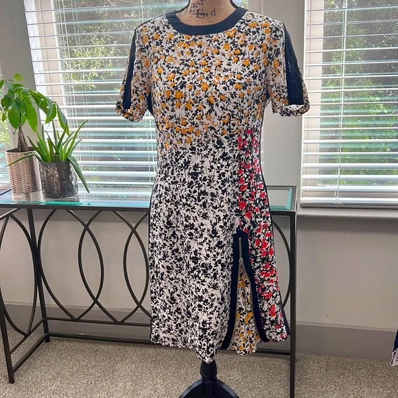 nanette lepore silk dress Nanette Lepore Dress Silk Dress Size 2 Bow Waist Paisley Boho Orange Blue Small